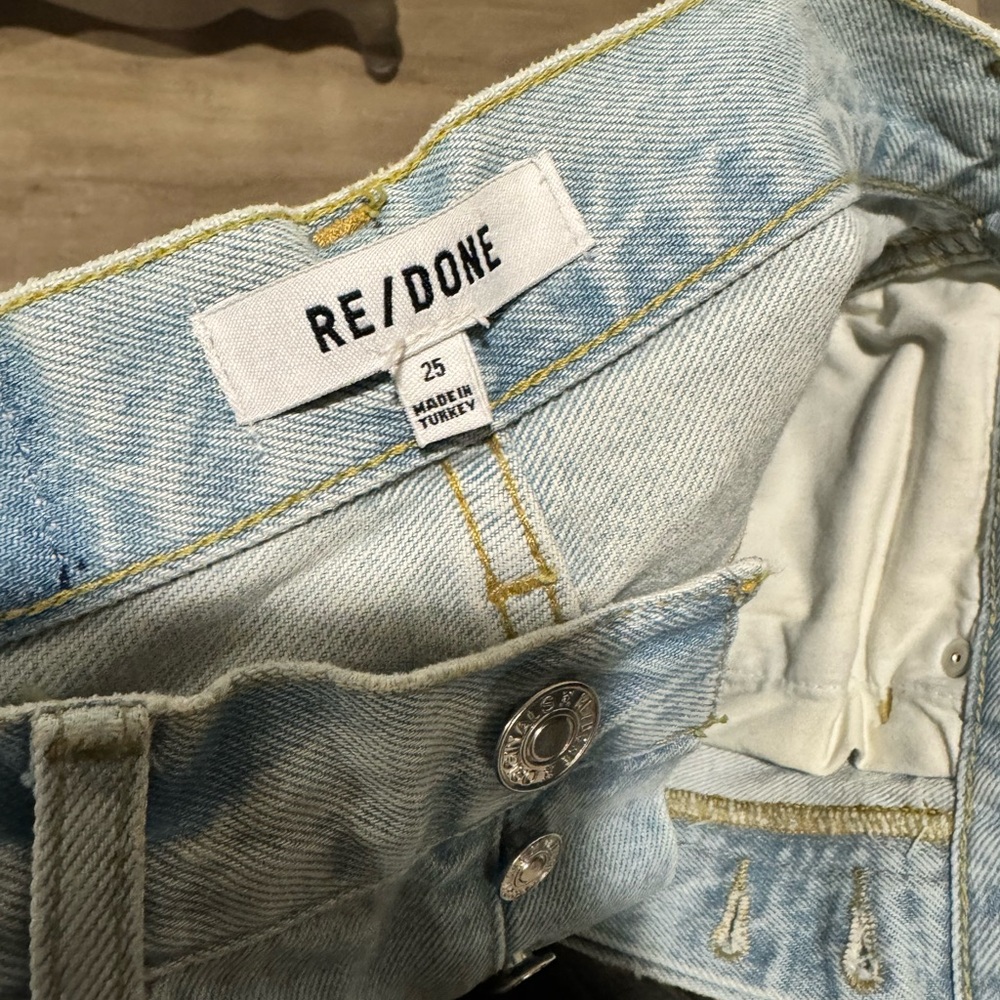 Re/Done Light Blue Distressed 90s high rise loose distressed Jeans - Picture 9 of 15
